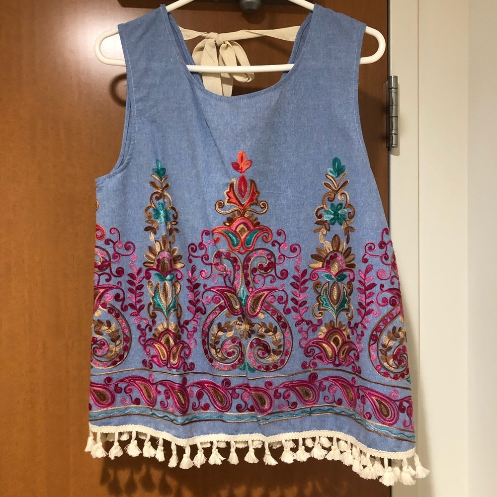 Impeccable Pig denim embroidered tank